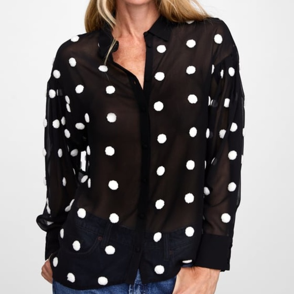 zara white polka dot blouse